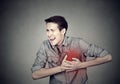 Man suffering from severe sharp heartache, chest pain Royalty Free Stock Photo