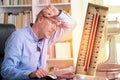 Man suffers from heat in the office or at home Royalty Free Stock Photo