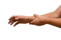 Man Suffers From Wrist Pain, . Causes Of Pain Include Sprains In The Wrist.