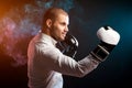 Man in suit boxing Royalty Free Stock Photo