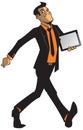 Man in a suit carrying a graphics tablet Royalty Free Stock Photo