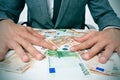 Man in suit with euro bills Royalty Free Stock Photo