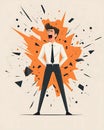 Man in Suit Exploding with Anger and Debris shirt pants Image Royalty Free Stock Photo