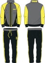 Man Sport Suit coat jacket zipper and joggers pants template yellow Royalty Free Stock Photo