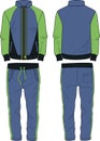 Man Sport Suit coat jacket zipper and joggers pants template green