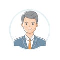 Man in Suit Illustration Smiling for Profile Image Presentation Avatar Royalty Free Stock Photo