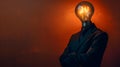 a man in a suit with a light bulb instead of his head Royalty Free Stock Photo