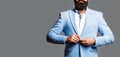 Man in suit. Male beard and mustache. Elegant man in business suit. Handsome bearded businessman in classic suits. Royalty Free Stock Photo