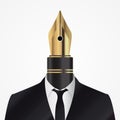 Man in suit with pen. Illustrator avatar. Vector Royalty Free Stock Photo