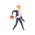 Man in a suit running with briefcase, businessman character is late for work vector Illustration on a white background Royalty Free Stock Photo