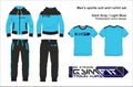 Man suit set zipper hoodie jacket joggers pants t shirt gym blue template