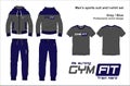 Man suit set zipper hoodie jacket joggers pants t shirt gym fit template