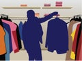 Man suit silhouette in shop vector Royalty Free Stock Photo