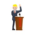 Man in the suit stay behind podium. Presidential election. Royalty Free Stock Photo