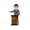 Man in the suit stay behind podium. Presidential election Royalty Free Stock Photo