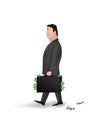 Man in suit with suitcase and money, isolated on a white background vertical vector illustration Royalty Free Stock Photo