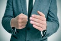 Man in suit with a threatening gesture Royalty Free Stock Photo