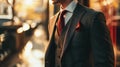 Man in a Suit and Tie on a Vibrant City Street Royalty Free Stock Photo