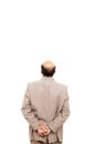 Man in the suit turned his back, taking thoughtfully his wrist Royalty Free Stock Photo