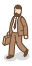 Man in suit walking with briefcase. Isometric businessman character Royalty Free Stock Photo