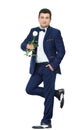 Man in suit with white rose Royalty Free Stock Photo