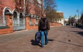 a man with a suitcase Royalty Free Stock Photo