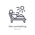 man sunbathing outline icon. isolated line vector illustration from behavior collection. editable thin stroke man sunbathing icon