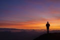 Man at sunset. Sky at sunset in San Miguel de Aralar, Navarra Royalty Free Stock Photo