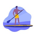 Man on a sup board with a paddle, vector art Royalty Free Stock Photo