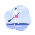 Man on a sup board with paddle, vector Royalty Free Stock Photo