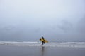 Man With Surfboard Walking Towards Sea On Beach Royalty Free Stock Photo