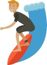 Man surfboarding vector icon isolated on white