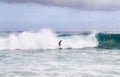 man surfing on the big wave Royalty Free Stock Photo