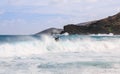 man surfing on the big wave Royalty Free Stock Photo