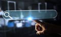 Man surfing on internet using tactile web address bar 3D rendering
