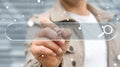 Man surfing on internet using tactile web address bar 3D rendering