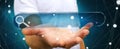 Man surfing on internet using tactile web address bar 3D rendering