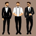 A man with suspenders. The groom. Clothing. Wedding men`s suit, Royalty Free Stock Photo