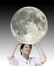 Man sustaining the moon (image of the moon is from NASA)