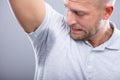 Man Sweating Badly Under Armpit Royalty Free Stock Photo