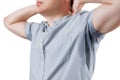 Man with sweaty armpits isolated on white background Royalty Free Stock Photo