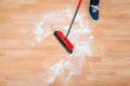 Man Sweeping Hardwood Floor Royalty Free Stock Photo