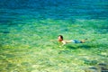 Man Swiming in Crystal Clear Sea Royalty Free Stock Photo