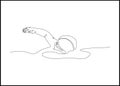 Man swimmer swimming in the pool - continuous one line drawing