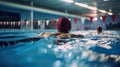 man in a swimming cap swims in the pool generative ai Royalty Free Stock Photo