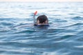 Man is swimming in a diving mask. Leisure activities Royalty Free Stock Photo