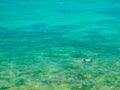 A man swimming, floating on an infinite ocean. Royalty Free Stock Photo