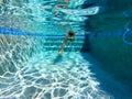 A man swimming freestyle in a swimming pool in on a sunny day in Florida Royalty Free Stock Photo