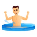 Man swimming in kid pool icon, cartoon style Royalty Free Stock Photo