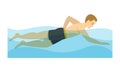 Man swimming in the pool. Exercise to relieve